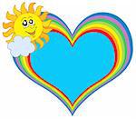 Rainbow heart with sun - vector illustration