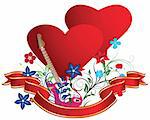 St. Valentine Day floral greeting card with hearts