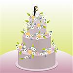Illustration of a delicious looking wedding cake. This image is scalable to any size without quality loss. Vector eps8.