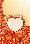 Vector orchid frame with floral heart. All flowers are fully editable