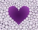 Vector purple heart on shiny diamond background