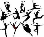 Set of ballet dancers silhouettes. Vector illustration