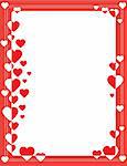 A red border featuring hearts in different sizes around the edge