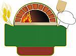 vector illustration of firewood oven with shovel and grain