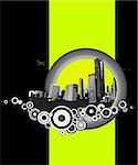 City with green stripe. Vector