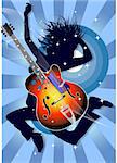 shake it groove it! loving it ! music time!  Guitar and musical enjoyable background illustrated with a  background