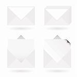 White envelopes with shadow with letter and page curl