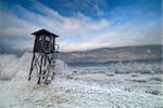 Hunters tower on cold winter morning.