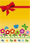 vector birthday card with flowers and butterfly