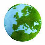 3d rendering of a grass earth with water - Europe closeup