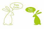 easter card with green bunnies, vector