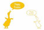 easter card with  yellow ducks, vector