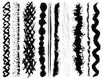 Set of 10 vector grunge ink brush strokes.