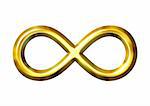 3d golden infinity symbol isolated in white