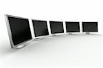 3d rendering of multiple monitors on a row.