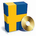 Swedish software box with national flag colors and CD.