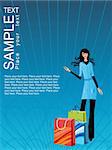 an attractive young lady out shopping, vector illustration