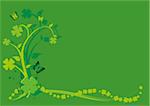 St. Patrick's Day Floral Background with swirls, butterflies and clovers