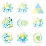 Icon design elements in illustrated pale pastel colors