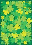 St. Patrick's Day Four Leaf Background with green tone color four leaf shamrocks