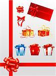 Bows, giftboxes, ribbons, vector illustration