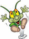 Happy Green Bug 04 - happy jump, cartoon illustration as vector