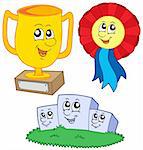 Cartoon trophies collection - vector illustration.