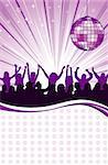 Party Template with discoball and wave pattern, element for design, vector illustration