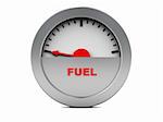 3d ilustration of fuel meter, emty, over white background