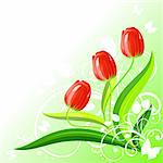Background with yellow tulips, vector