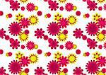 A flower pattern that is seamless with the colors pink and yellow