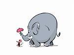 Lady Mouse and elephant walking