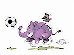 elephant is playing soccer with big ball