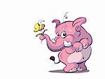 cute pink elephant with flower