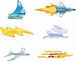 A conceptual icon set relating to speed, being fast, and or efficient.