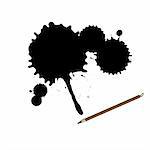 Vector - Chinese calligraphy ink brush with grunge splatter effect