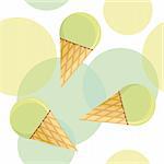 Seamless pattern with mint ice-cream on spotted background.