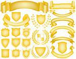 Gold Ribbons, Banners, Laurels and Shields. Mix and Match to create your own logo