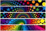 Five Rainbow Web Banners. Layered .eps file for easy editing