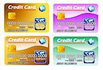 Colorful Credit cards with chip. fully editable