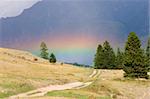 beautiful rainbow in the mountains