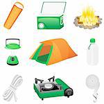 Set with camping icons