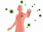 3d rendered illustration of a man blocking viruses