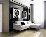 Modern drawing room exclusive design 3d image