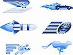 A conceptual icon set relating to speed, being fast, and or efficient.