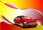 Futuristic display background with car image. Vector