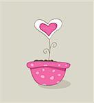Vector Illustration of love flower growing from hat.