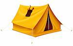 yellow tourist tent for travel and camping isolated - vector illustration