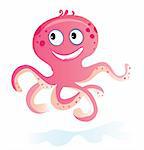 Pink Octopus. Vector Illustration of funny sea animal. See similar pictures in my portfolio!