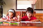 Children doing homework at home